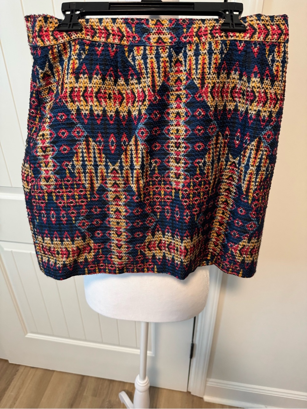 Textured Navy Multicolor Patterned Women’s Skirt